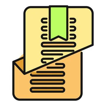 Document page with green bookmark icon design Stock Illustration