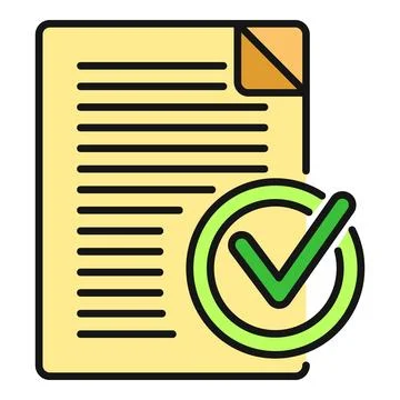Document page with green checkmark approval icon Illustrazione stock