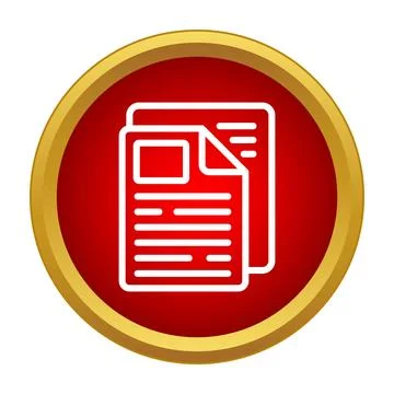 Document page icon with folded corner on red button Stock Illustration