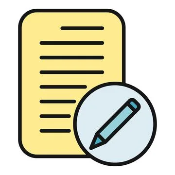 Document page with pencil writing icon Stock Illustration