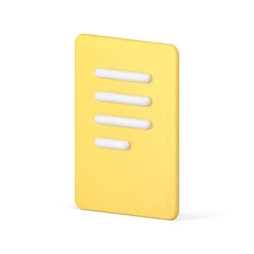 Document page with text yellow paper sheet agreement contract isometric 3d .. Stock Illustration
