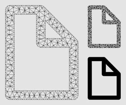 Document Page Vector Mesh Network Model and Triangle Mosaic Icon Stock Illustration