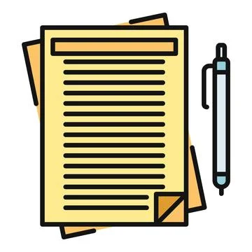 Document pages and pen writing agreement notes Stock Illustration