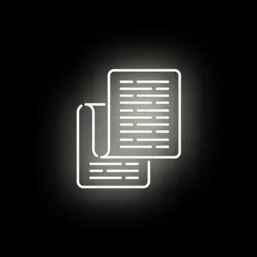 Document pages glowing neon icon depicting data record Stock Illustration