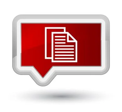 Document pages icon prime red banner button Stock Illustration