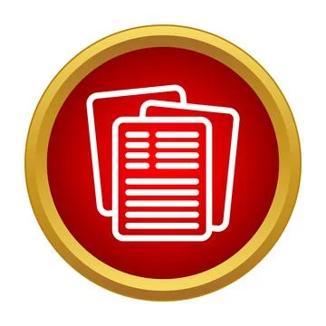 Document pages icon in red button shape 스톡 일러스트