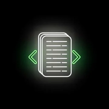 Document pages navigation neon glowing icon Stock Illustration