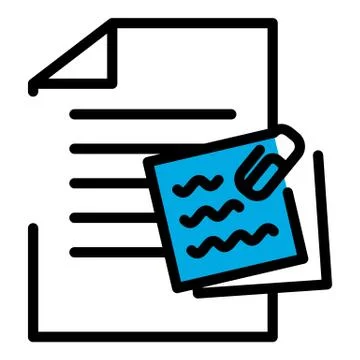 Document paper clip icon, outline style Stock Illustration
