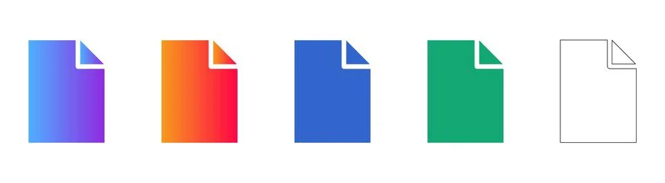 Document Paper File Icon Set for Digital Interfaces Stock Illustration