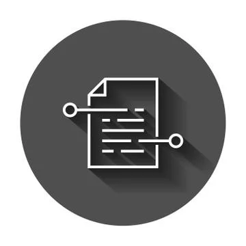Document paper icon in flat style. Terms sheet illustration with long shadow. Stock Illustration
