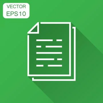 Document paper icon in flat style. Terms sheet illustration with long shadow. Stock Illustration