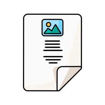 Document paper page text white outline icon Stock Illustration