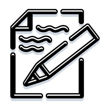 Document paper with pencil writing or editing content Stock Illustration