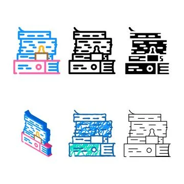 Document paper stack color stylized icon vector Stock Illustration