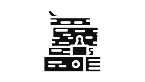 Document paper stack glyph icon animation Stock Footage 326746202