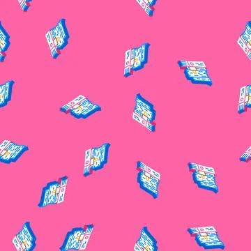 Document paper stack isometric icon seamless pattern Stock Illustration