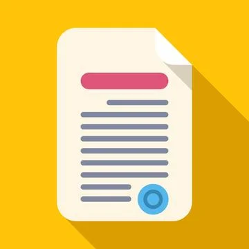 Document paper with text lines and blue stamp Stock Illustration