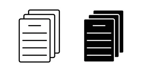 Document papers icon in black and white. vector icon pack for websites 库存插图
