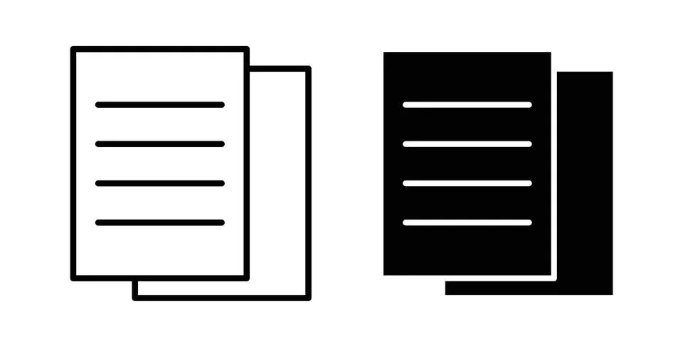Document papers icon black vector isolated on white 库存插图