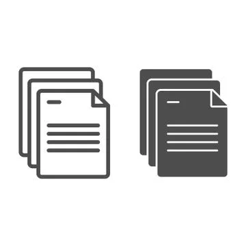 Document papers line and glyph icon. Pages vector illustration isolated on white Stock Illustration