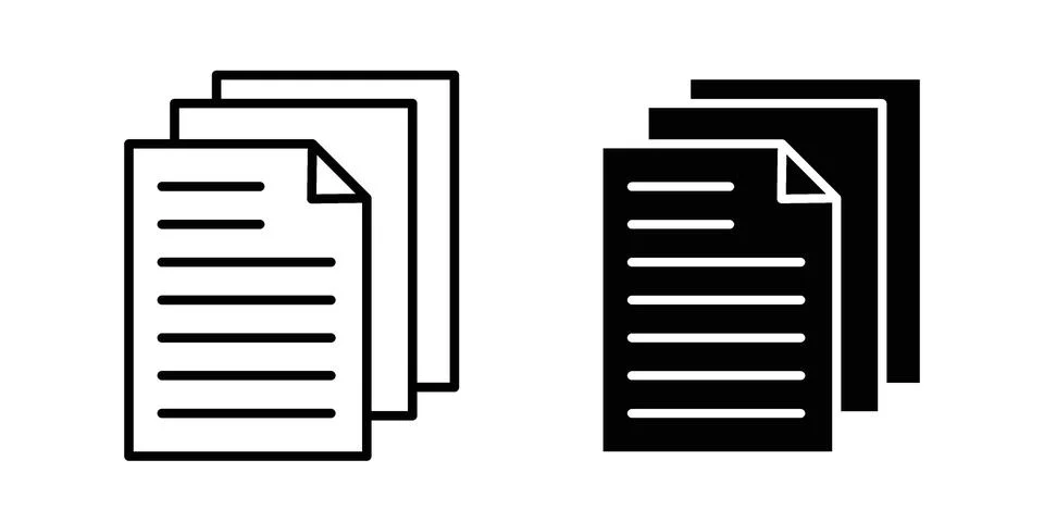 Document papers pile icon. Line Drawings and Silhouettes icons イラスト素材