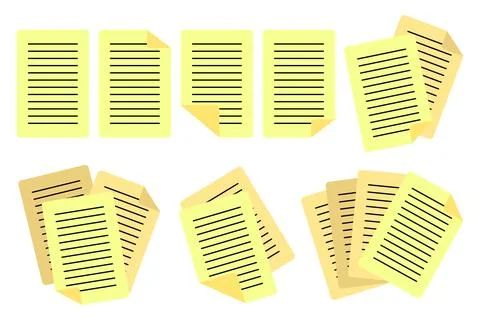 Document papers pile Icon set. Paperwork sign in flat style. Vector illustration Stock Illustration