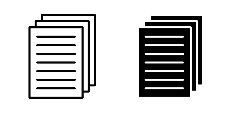 Document papers pile icon vector concepts, line and silhouette style イラスト素材
