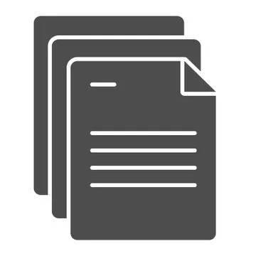 Document papers solid icon. Pages vector illustration isolated on white. Office 스톡 일러스트
