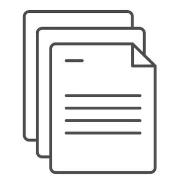 Document papers thin line icon. Pages vector illustration isolated on white Stock Illustration