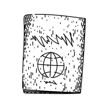 Document passport sketch hand drawn vector Illustrazione stock