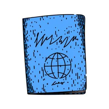 Document passport sketch hand drawn vector Illustrazione stock