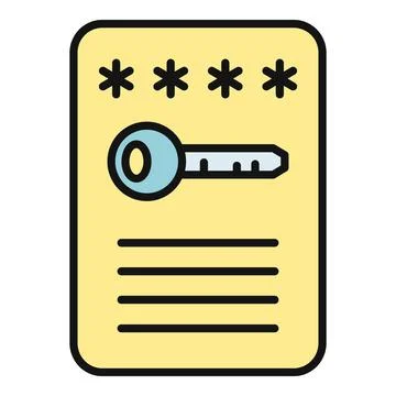 Document with password and key for online security Stock Illustration