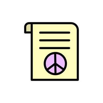 Document, peace icon. Simple color with outline vector elements of flower Illustrazione stock