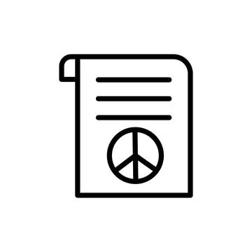 Document, peace icon. Simple line, outline vector elements of flower children イラスト素材