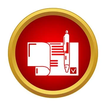 Document with pen and check mark icon イラスト素材