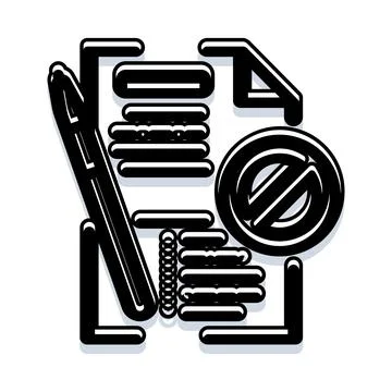 Document with pen and stop sign refusing application Illustration