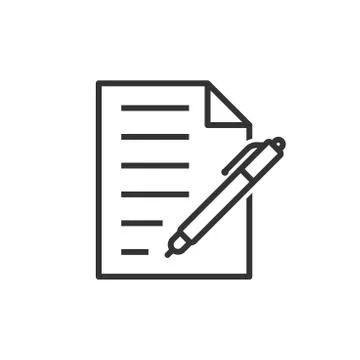 Document with pen icon in flat style. Notepad vector illustration on white is 스톡 일러스트