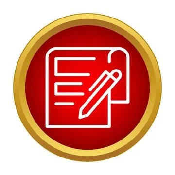 Document with pen icon in red button Stockillustratie