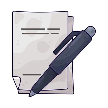 Document with pen illustration Ilustração Stock
