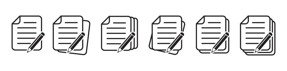 Document with pen vector icon. Content business concept. Stock Illustration