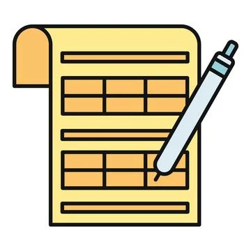 Document with pen writing and analyzing data Stock Illustration