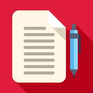 Document with pen for writing and signing contract Stockillustratie