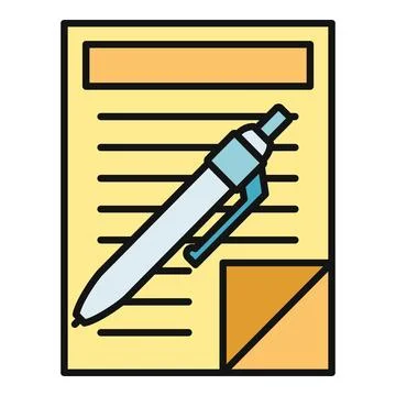 Document with pen writing or making notes Stock Illustration