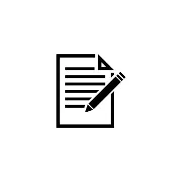 Document with Pencil Flat Vector Icon Stock Illustration