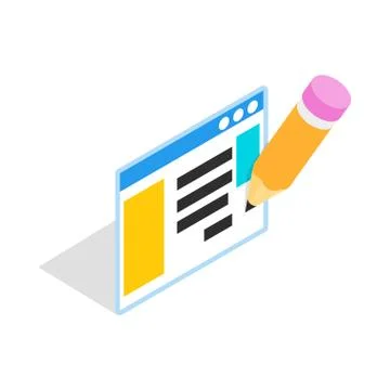 Document with pencil icon, isometric 3d style Stock Illustration