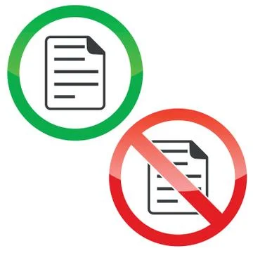 Document permission signs set Stock Illustration