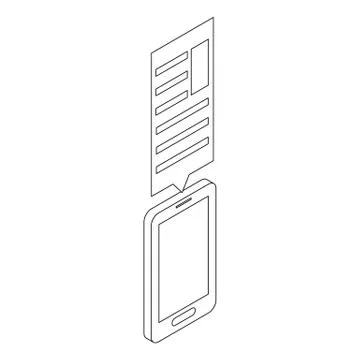 Document in phone icon, isometric 3d style Stock Illustration
