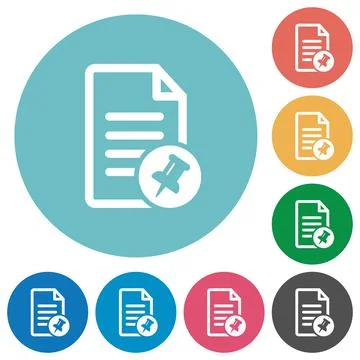 Document pin flat round icons Stock Illustration