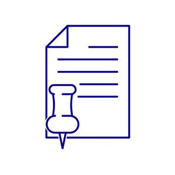 Document with pin symbol  flat icon. Pictogram for web. Line stroke. Isolated Stock Illustration