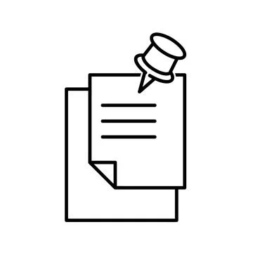 Document with pin symbol  flat icon. Pictogram for web. Line stroke. Isolated Stock Illustration